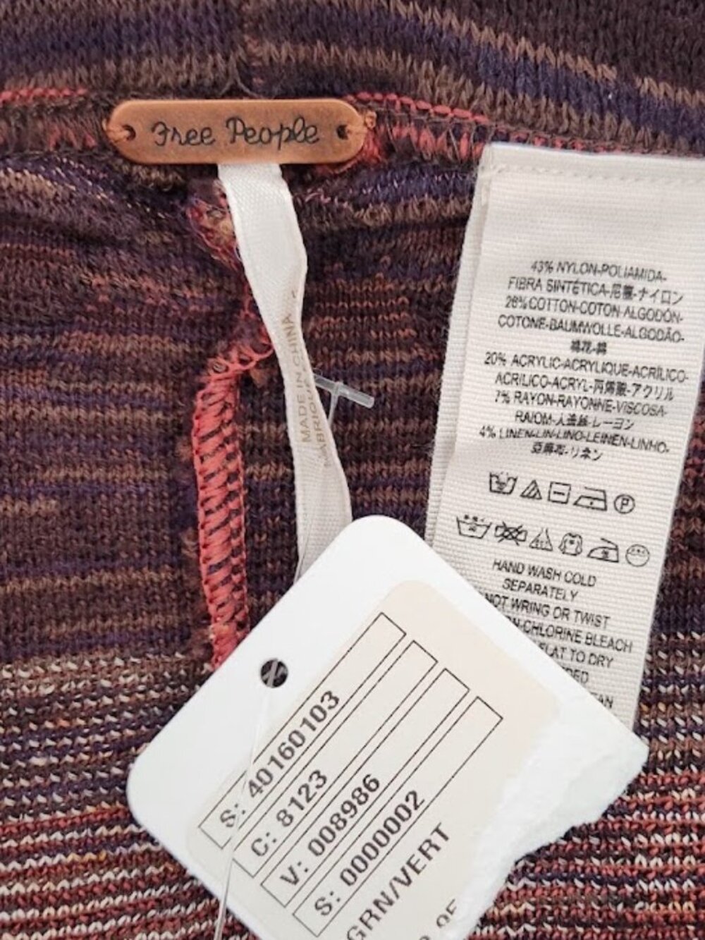 Free People Women's Boho Elastic Waist Knit Pants Size Large - Picture 3 of 3